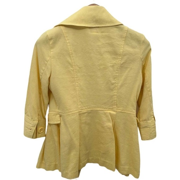 Candie's Yellow 3/4 Sleeve Double Breasted Cotton Blend Pea Coat Size XL - Picture 3 of 5